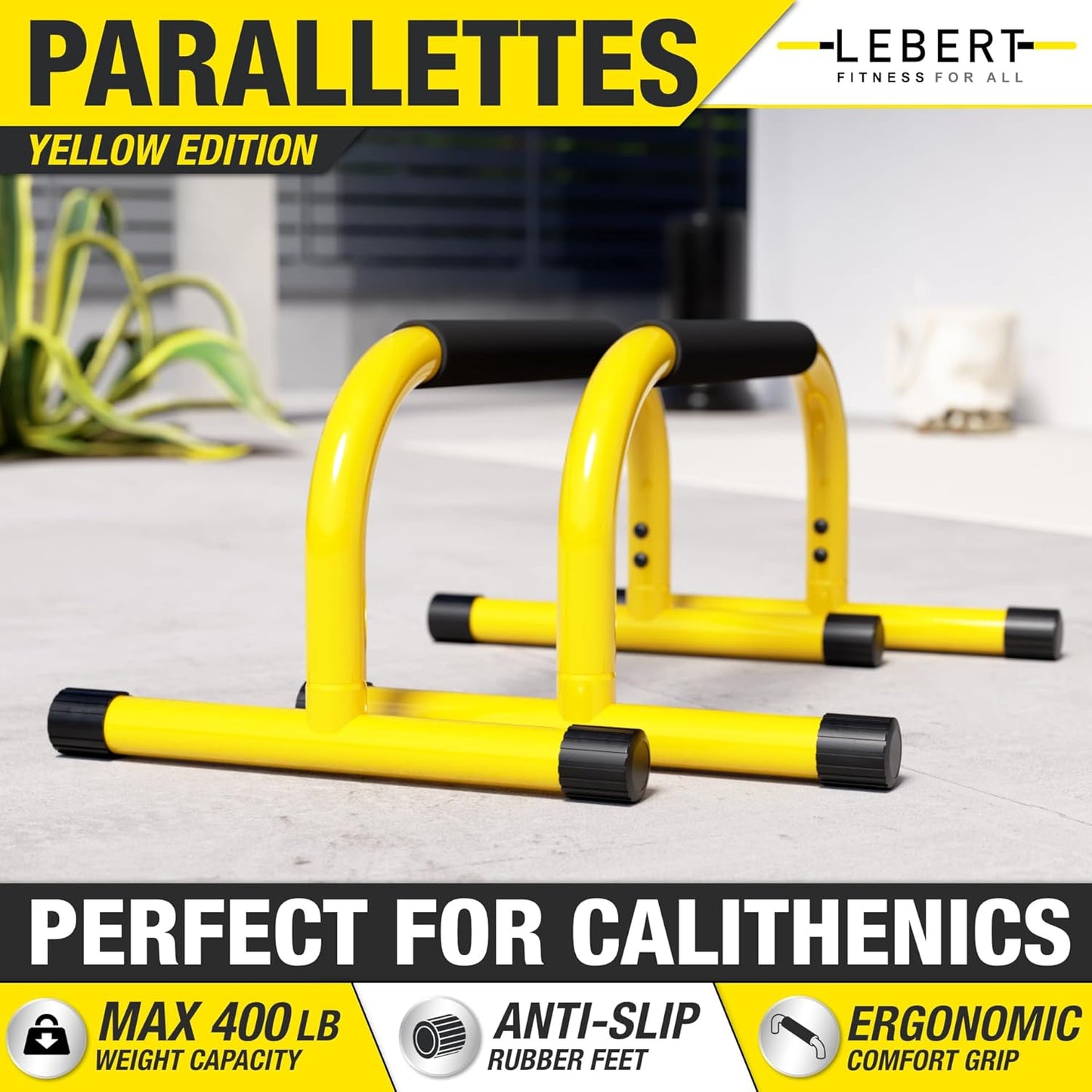 Fitness Parallette Push up Bars Dip Station Stand - Perfect for Home and Garage Gym Exercise Equipment - Gymnastics, Calisthenics, Strength Training Parallel Bars for Men and Women