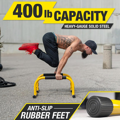 Fitness Parallette Push up Bars Dip Station Stand - Perfect for Home and Garage Gym Exercise Equipment - Gymnastics, Calisthenics, Strength Training Parallel Bars for Men and Women